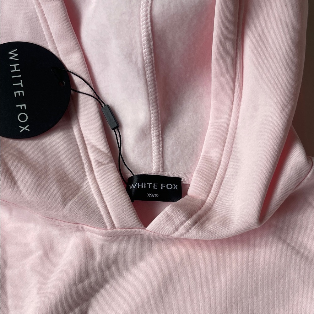 White Fox Boutique Pink Hoodie with Maroon 'WHITE FOX' Logo - Picture 5 of 5